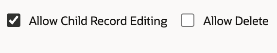 Allow Child Record Editing is checked and Allow Delete is clear on Attendance Line.