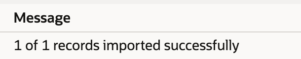 Import Job Status reports one record imported successfully.