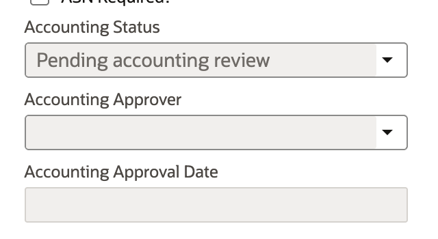 The customer form shows Pending accounting review and blank Accounting Approver and Accounting Approval Date fields.