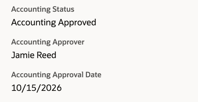 The customer shows Accounting Approved, Jamie Reed and 10/15/2026 in the custom review fields.