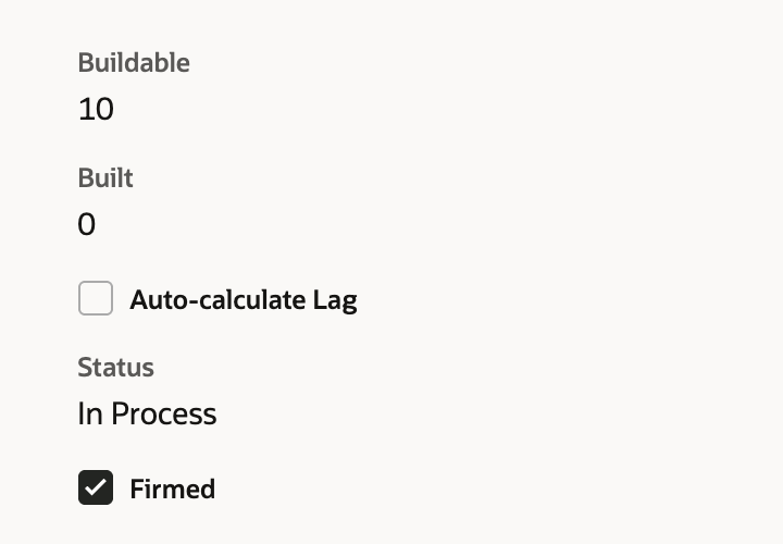 Work order WO2118 In Process with Quantity 10, Built 0 and Buildable 10, and Create Build and Close in the action bar