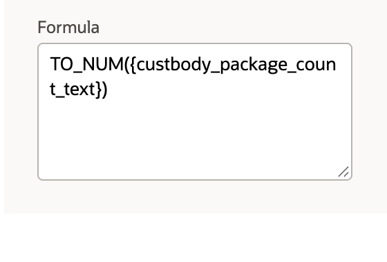 The formula popup contains TO_NUM with the example text field ID.