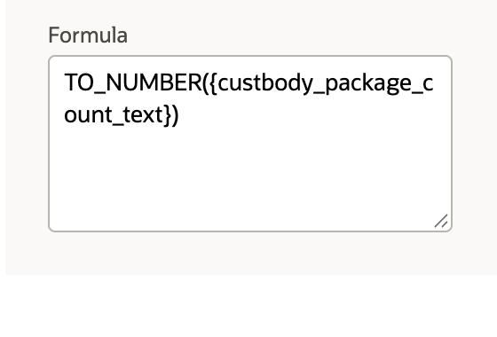 The formula popup uses TO_NUMBER on the example text field.