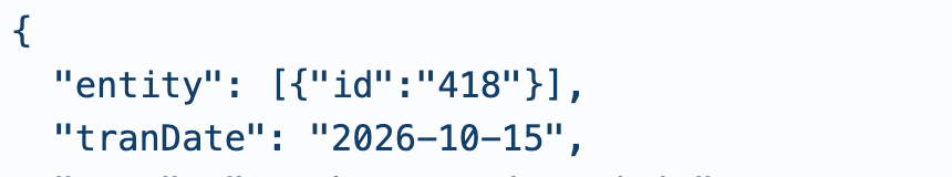 Local API example showing entity as an array and HTTP 400, with the detail that entity must be a reference object.