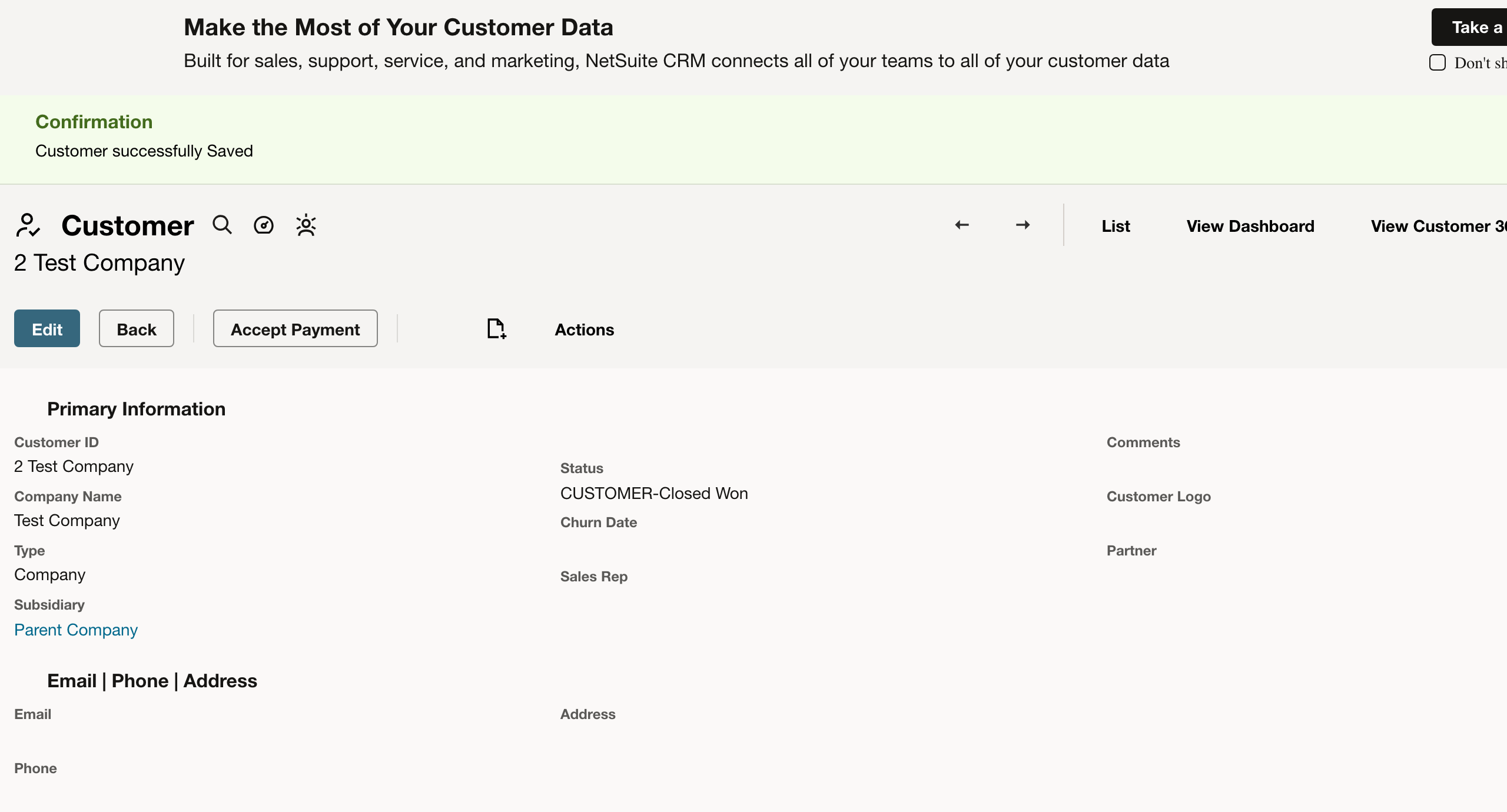 NetSuite: The saved customer identifier can include an automatic number.