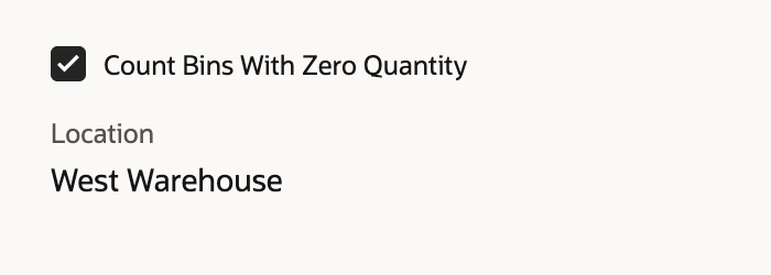 West Warehouse and checked Count Bins With Zero Quantity on the saved configuration