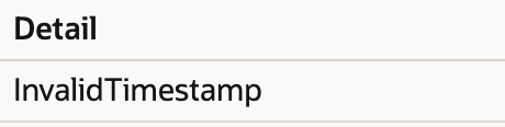 Fictional audit row: InvalidTimestamp. Enlarge to correlate its date, status, token and application.