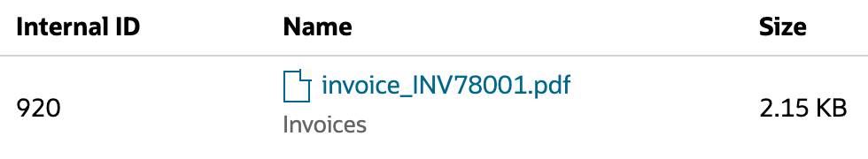 File 920 invoice_INV78001.pdf is an existing PDF, displayed as 2.15 KB.
