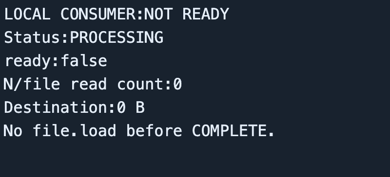 PROCESSING returns ready:false and N/file read count 0.