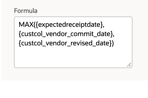 The Formula Date popup contains an incorrect three-argument MAX expression.