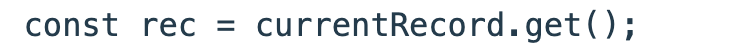 The exported button function obtains the active record using currentRecord.get.