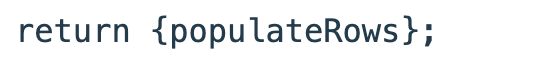The client module returns the populateRows function.