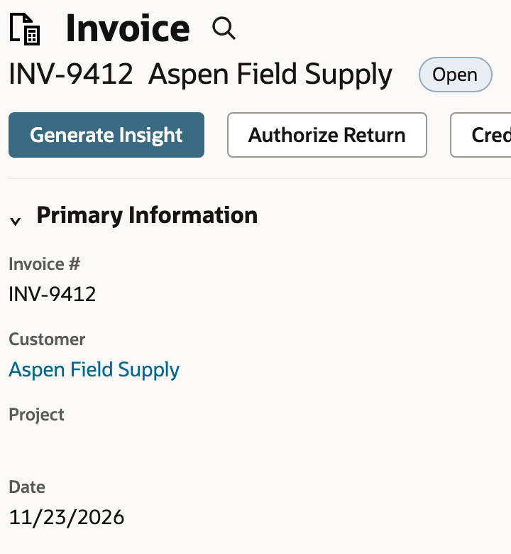 The invoice date remains 11/23/2026 after the template edit.