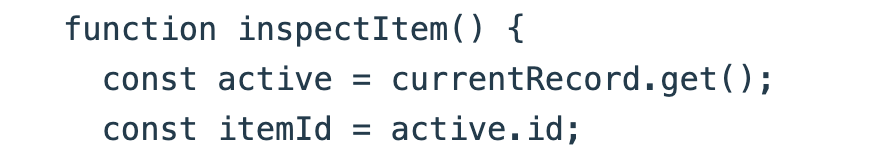 The corrected handler calls currentRecord.get() and reads active.id. The imported module and exported handler remain in place.