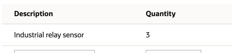 Invoice Edit Items sublist starts with Description and retains quantity 3, rate 48.00 and amount 144.00 while Item is hidden.