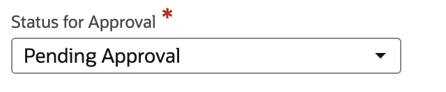 New adjustment form displays Status for Approval as Pending Approval.