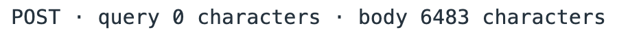 The actual source harness measures POST with zero payload query characters and 6483 body characters.