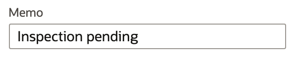Existing Invoice Edit Memo input still contains Inspection pending.
