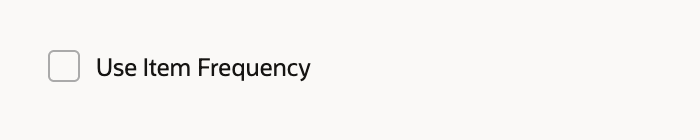 The saved plan’s Use Item Frequency box is unchecked.