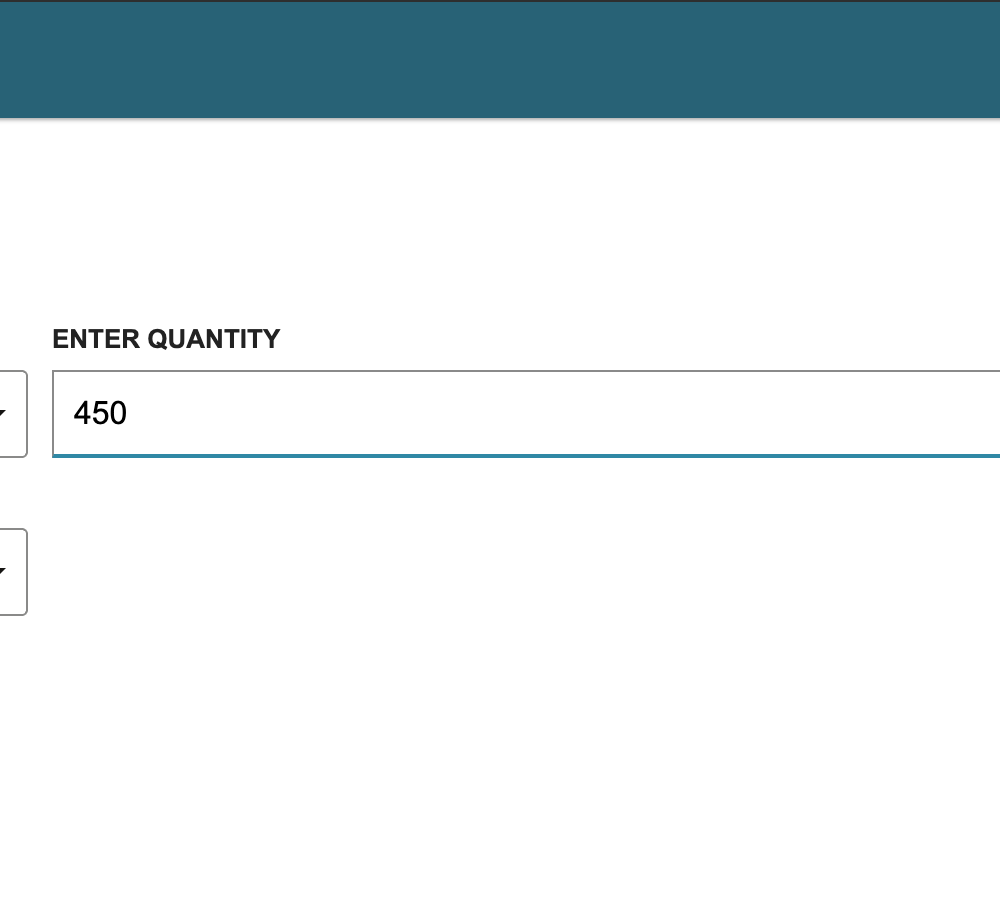WMS Mobile Enter Quantity field with 450 entered