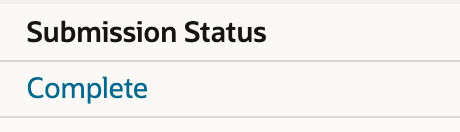 Submission Status shows the Complete link.