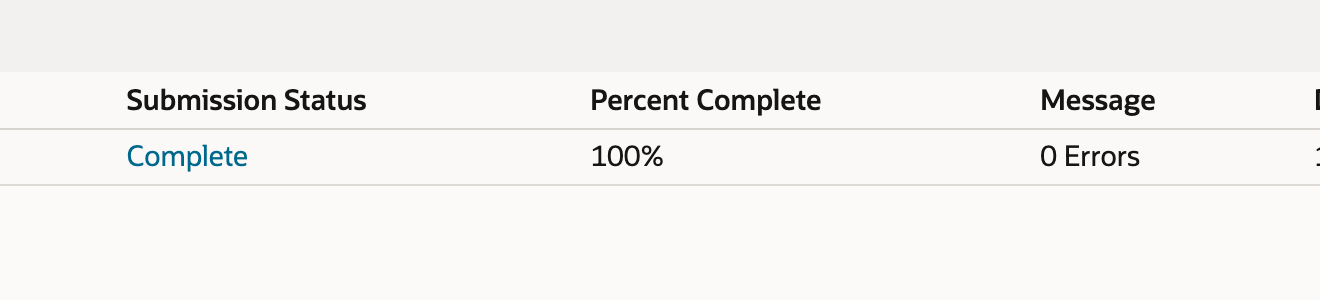 Receive Inbound Shipment process status Complete at 100 percent with zero errors