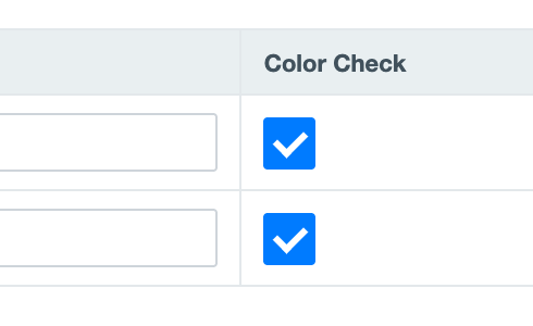 The Color Check column has selected boxes on both sample rows.