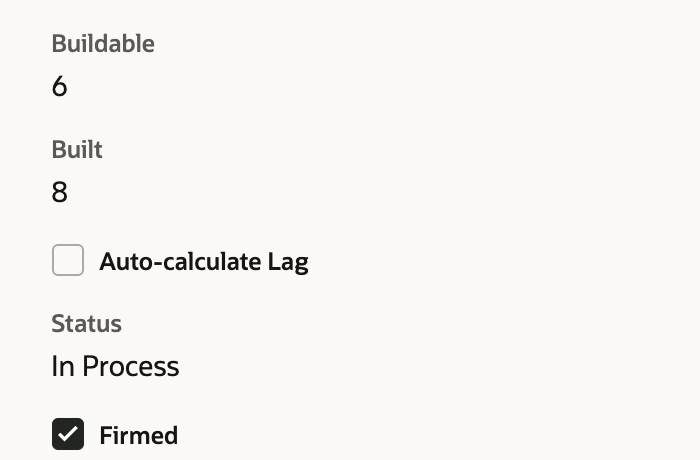 Work order WO2104 after Reopen with the Work Order successfully Reopened confirmation, status In Process, Built 8 and Buildable 6, and Create Build and Close in the action bar