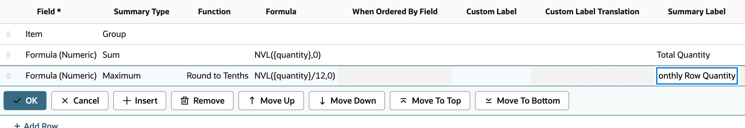 Second numeric result with Maximum, Round to Tenths and NVL quantity divided by twelve comma zero