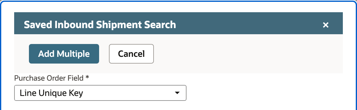 Purchase Order Field popup with Line Unique Key selected.