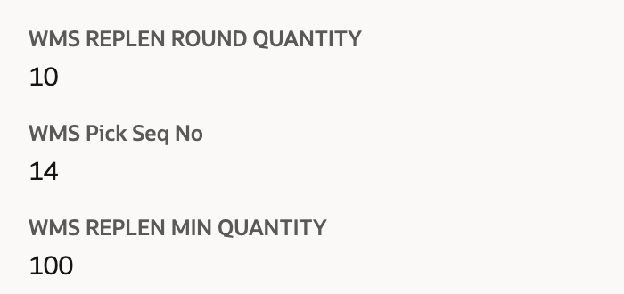 Saved Bin fields showing round quantity 10 and minimum quantity 100.