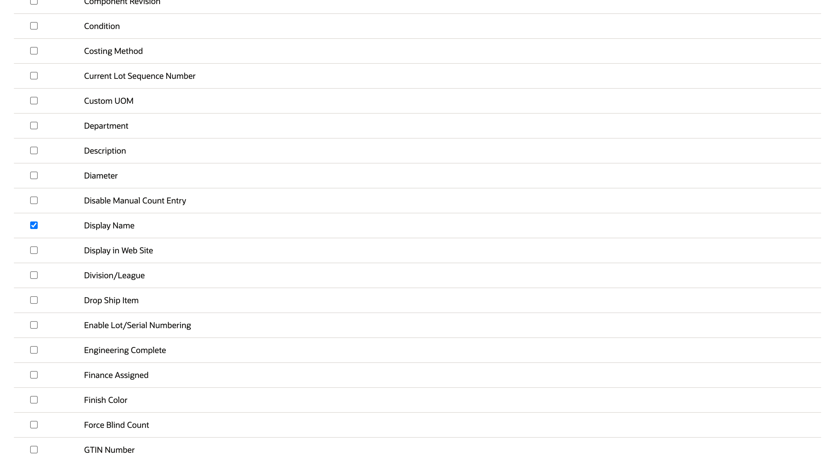 NetSuite Customize Sublist field list with the Include box ticked beside Display Name