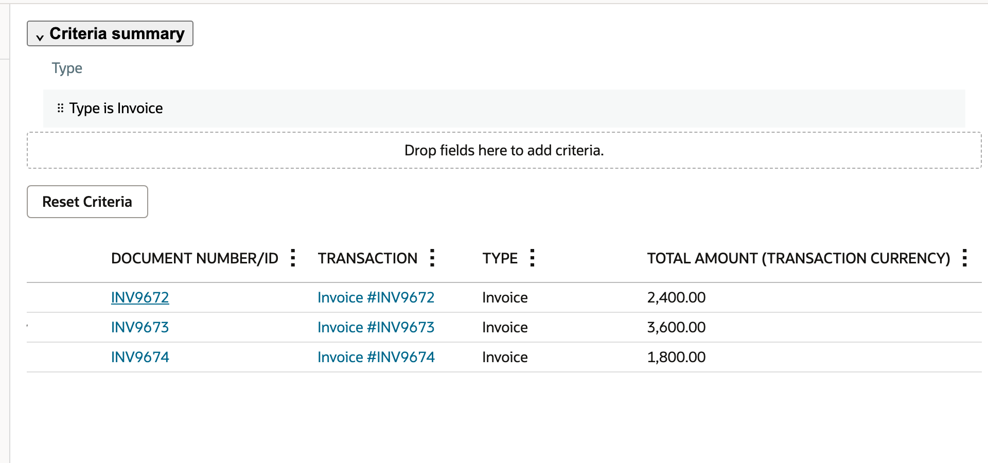 Type is Invoice removes the purchase order from the dataset.