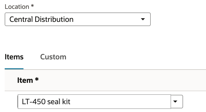 Bin Transfer at Central Distribution with LT-450 seal kit and quantity eight