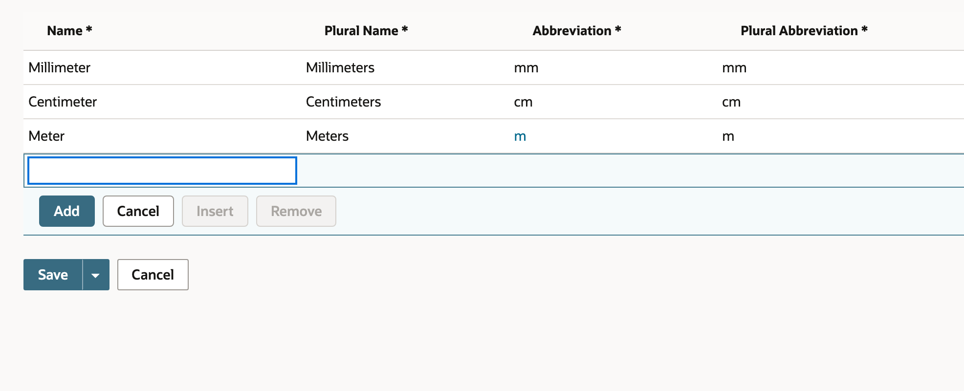 Committed unit rows showing base-relative conversion rates