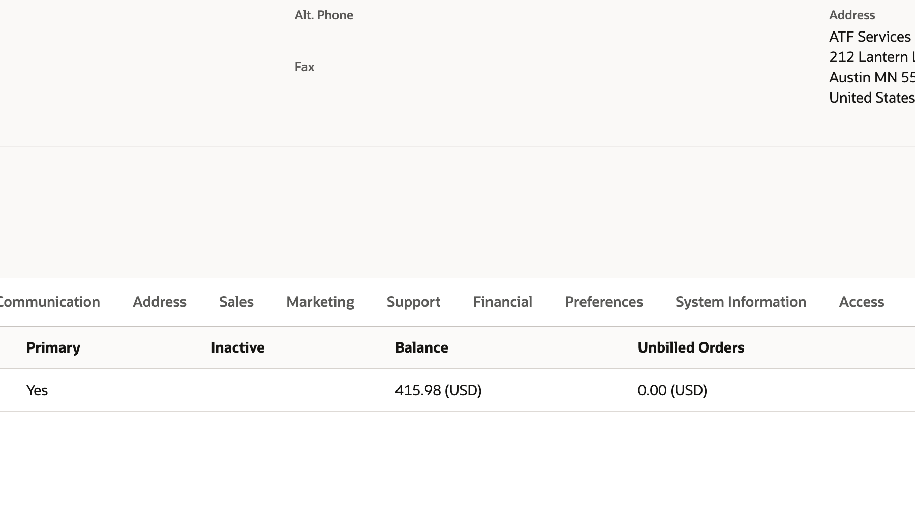 A customer record with the Customer360 tab available.