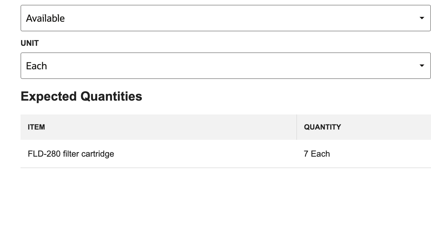 Verify the staged quantity before moving it to a destination bin.
