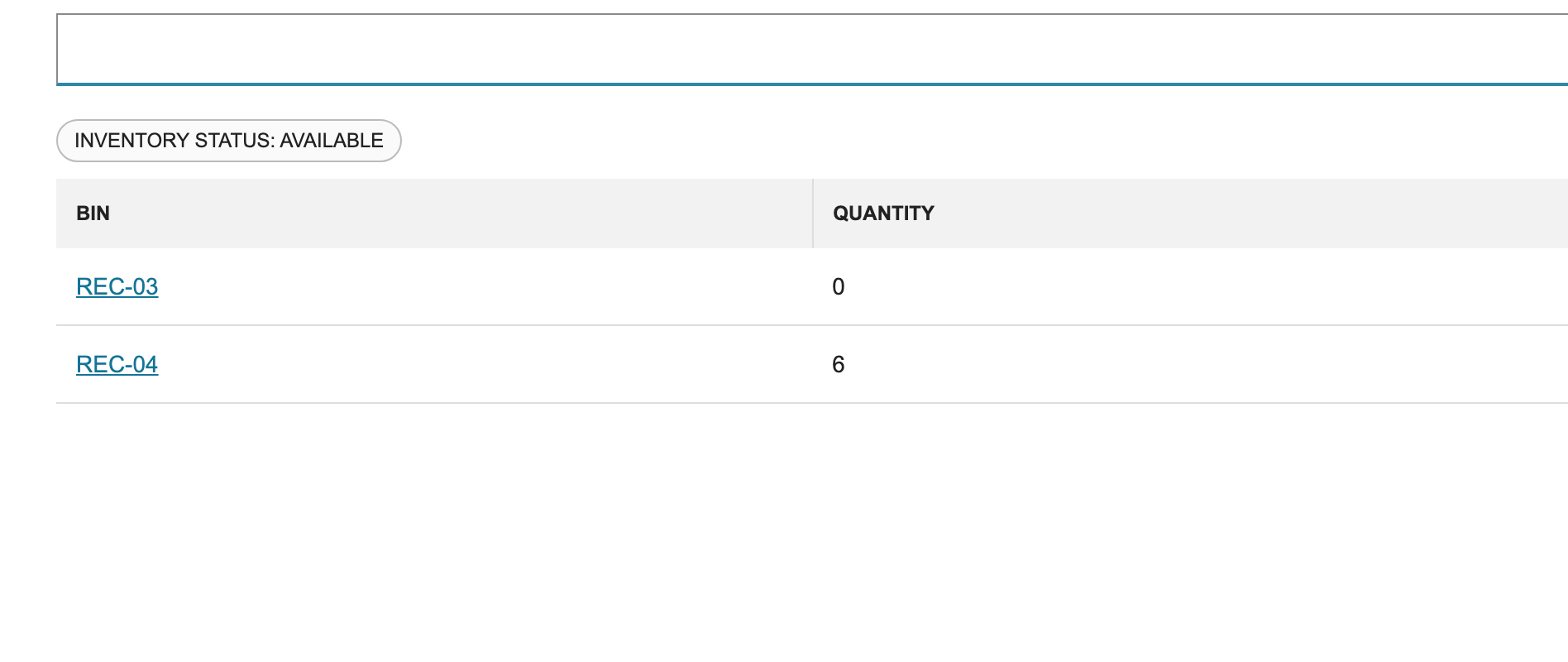 The receiving flow offers REC-03 as an inbound bin.